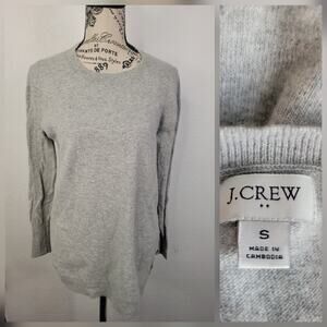 J. Crew Tunic Sweater Womens Sz Small Wool Blend Knit Crewneck Gray AC624